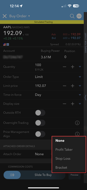 Attached Orders iPhone The attached orders menu on the iPhone.